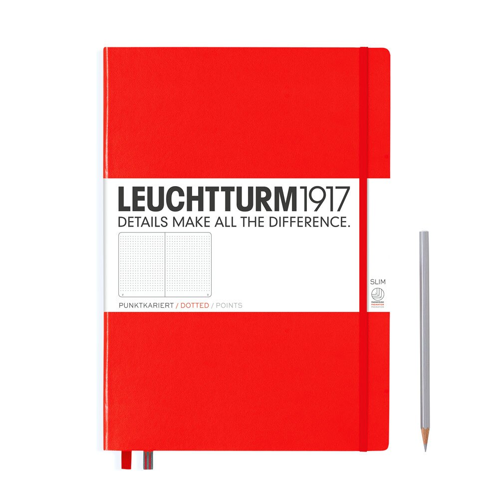 Leuchtturm 1917 Master Slim A4+ Hardcover Notebook 121ct – Red – Dotted